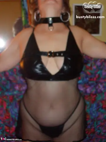 Bustybliss – Busty Mature Brunette Bound in Latex Lingerie for Oral Sex