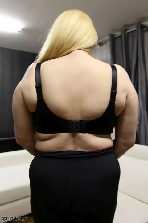 Mature Blonde Shows Off Her Huge Natural Tits in Lingerie – photo 15 of 20