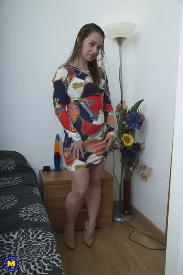 Chubby European MILF Strips Out of Her Skirt and Panties
