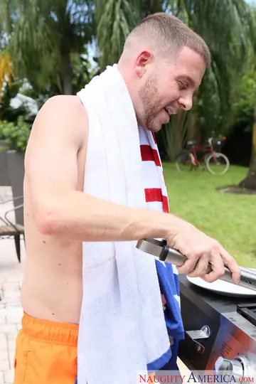 Petite Busty Blonde Sucks Cock and Takes a Facial Outdoors