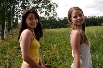 Petite Latina in a Skirt Poses in the Forest