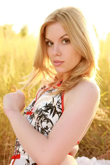 Skinny European Blonde Stands Nude and Spreads Her Pussy Outdoors