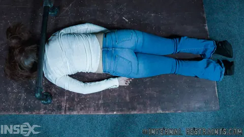 Nora Riley: Thick Redhead Bound in Jeans Spreads Her Legs in a Dungeon – photo 2 of 14