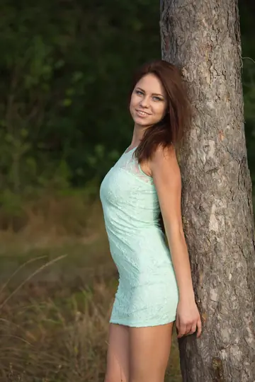 Ukrainian Brunette with Big Tits Strips and Spreads Outdoors