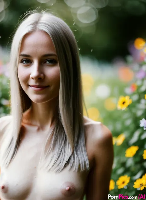 AI-Generated Blonde Poses Nude Outdoors – photo 7 of 10