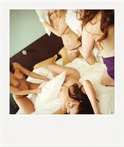 Carlotta Champagne: Busty Blonde, Brunette, and Redhead MILFs Strip for a Pillow Fight – photo 13 of 16