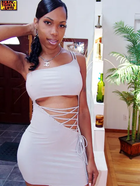 Ebony Trans Woman Undresses, Stands Nude and Spreads Her Legs – photo 1 of 16
