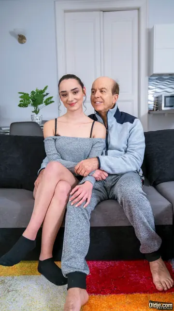 Skinny Brunette Fucks an Older Man and Kisses Him Deeply
