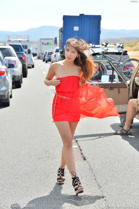 Melody Wylde: Athletic Asian Brunette Spreads Her Shaved Pussy in Public – photo 19 of 20