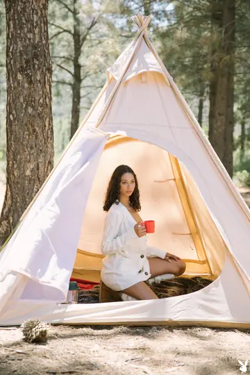 Brunette Latina Poses Nude in the Forest