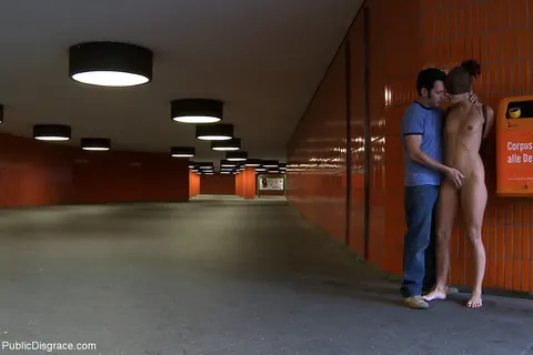 Black Lady: Brunette Bound for Public Handjob Threesome – photo 1 of 21