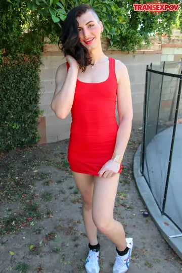 Trans Woman Undresses Out of Her Dress and Fucks Her Partner