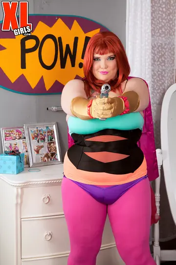 Redhead BBW Unleashes Big Tits from Cosplay Costume