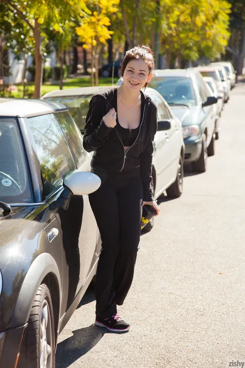 Adolisca Cooley: Petite Brunette Flashes Her Big Tits in a Public Park – photo 1 of 11
