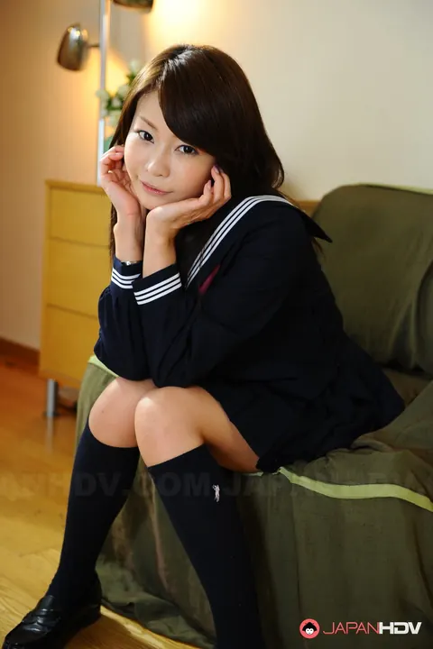 Yuri Aine: Japanese MILF in Sailor Suit Skirt and Socks Poses – photo 15 of 15