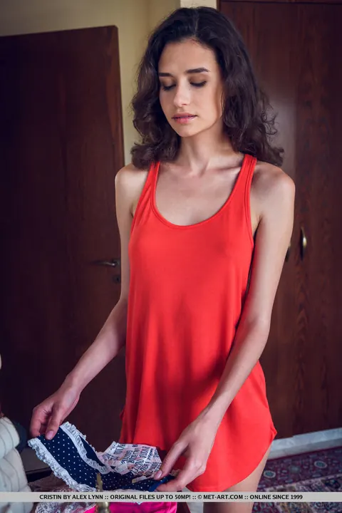 Slim European Brunette Spreads Her Long Legs Nude – photo 1 of 18