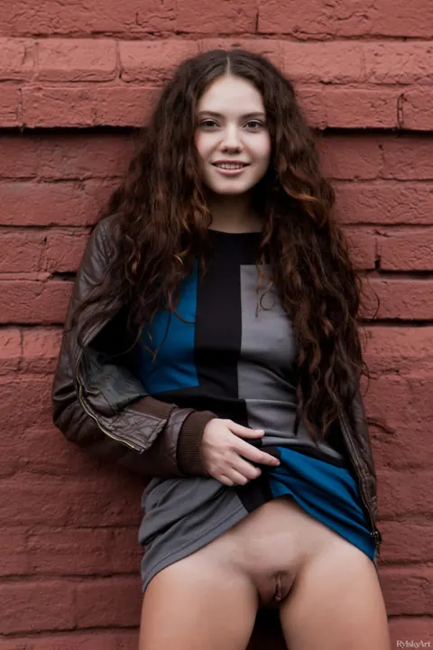 Norma Joel: Curly Russian Brunette Strips Out of Her Skirt and Spreads Outdoors – photo 10 of 20
