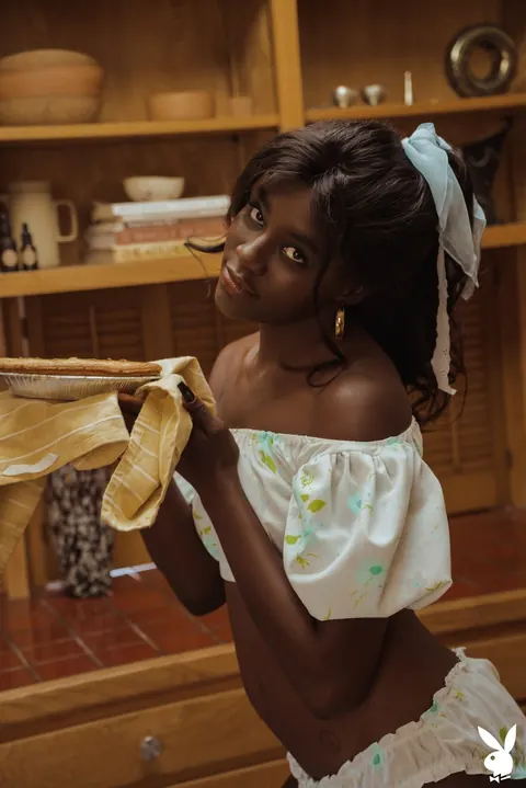 Victoria Antoinette: Ebony Brunette Strips Naked in the Kitchen – photo 5 of 20