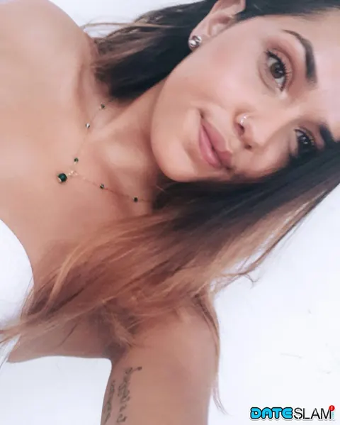 Brunette with Small Tits Snaps a Topless Selfie in Shorts – photo 10 of 12