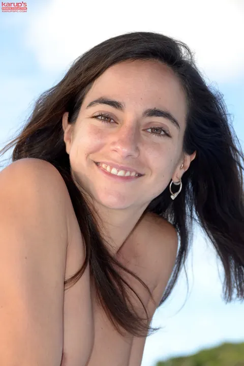 Skinny Brunette Shows Her Hairy Pussy Outdoors – photo 6 of 21