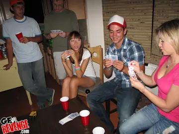 Woman Strips Off Her Jeans and Thong for Handjobs and Kisses in a Threesome