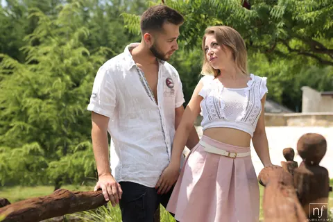 Vera Wonder: Brunette in a Skirt Sucks Cock Outdoors Then Takes Anal Inside – photo 3 of 16
