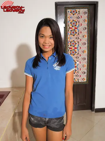Petite Asian Trans Woman Strips to Show Her Big Ass and Stiff Cock