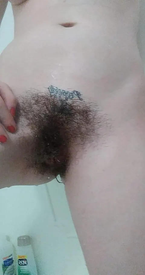 Busty Brunette Reveals Her Hairy Pussy in the Bathroom – photo 10 of 14