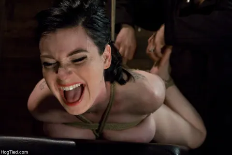 Sybil Hawthorne: Busty Tattooed Brunette Bound in Rope Bondage – photo 12 of 20