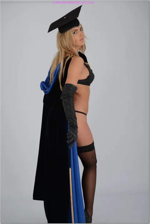 Blonde MILF in Lingerie and Stockings Poses with a Cane – photo 8 of 15