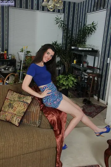Brunette Masturbates with a Dildo on the Sofa