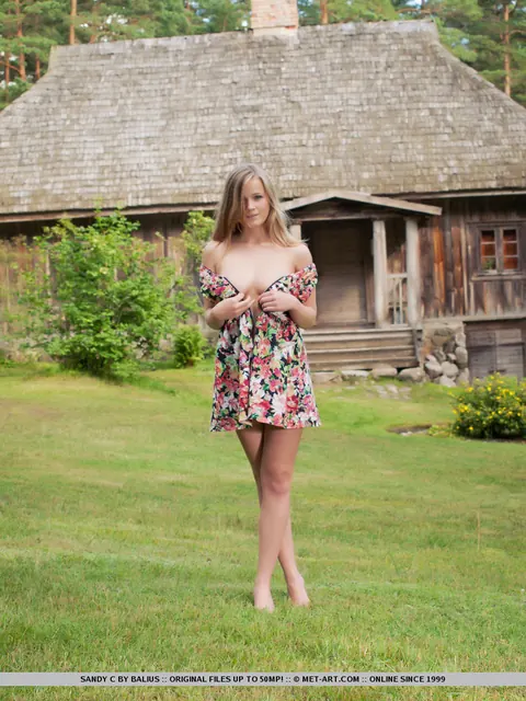 Busty Blonde Undresses Outdoors and Spreads Her Shaved Pussy – photo 3 of 18