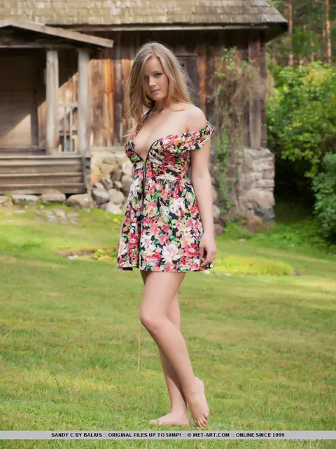 Busty Blonde Undresses Outdoors and Spreads Her Shaved Pussy – photo 2 of 18