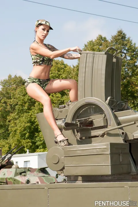 Nikita Bellucci: Tattooed Brunette in a Bikini Takes Double Penetration on a Tank – photo 1 of 20