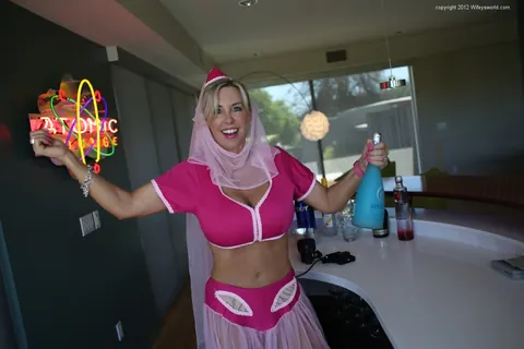 Busty Blonde MILF Releases Her Tits from Costume – photo 2 of 11