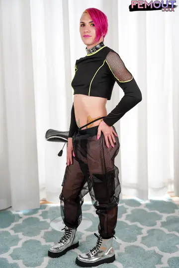 Tall Trans Woman Strips Nude and Poses