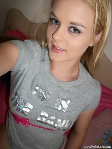 Blonde Babe with Small Natural Tits Spreads in Selfies