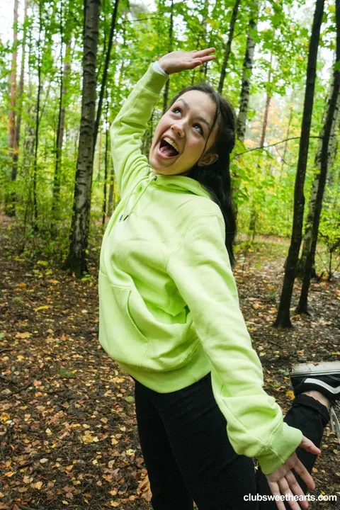 Rihanna Black: Petite Russian Brunette in Socks Gets Fucked in the Forest – photo 1 of 21