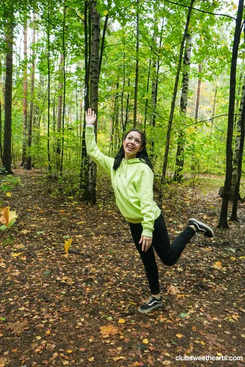 Rihanna Black: Petite Russian Brunette in Socks Gets Fucked in the Forest – photo 2 of 21
