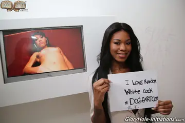 Nadia Jay – Ebony Brunette Sucks Cock and Spreads at the Gloryhole