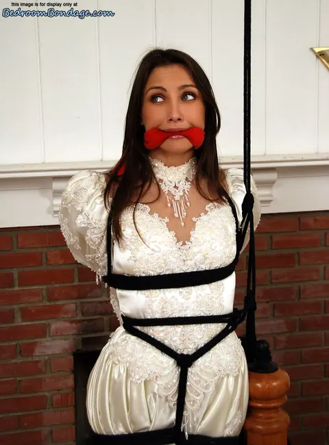 Celeste Star: Brunette MILF Bride Bound in Wedding Dress and High Heels – photo 9 of 15