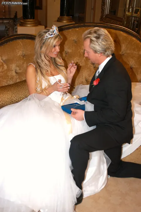 Kendall Brooks: Busty Blonde MILF Bride Undresses for Group Sex – photo 3 of 21