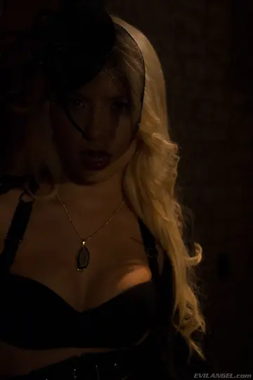Anikka Albrite – Pale Blonde Vampire Shows Her Fangs and Small Tits in a Dark Cellar