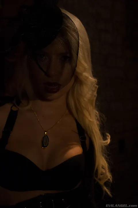 Anikka Albrite: Pale Blonde Vampire Shows Her Fangs and Small Tits in a Dark Cellar – photo 1 of 17