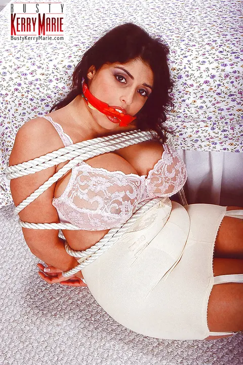 Kerry Marie: European Brunette MILF in Lingerie Bound and Ball Gagged – photo 3 of 16