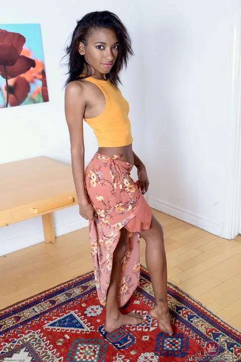 Raven Wylde: Ebony Babe with Small Tits Spreads Her Hairy Pussy Wide – photo 2 of 16
