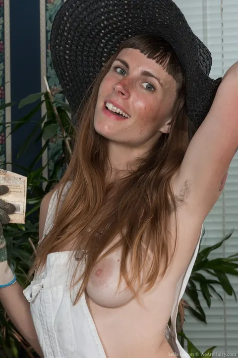 Leila Larson: Busty Petite Brunette Undresses and Fingers Her Hairy Pussy – photo 4 of 17