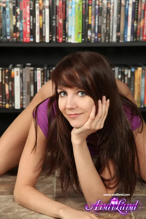 Andi Land: Slim Brunette in Thigh-High Socks Spreads Her Pussy – photo 15 of 15