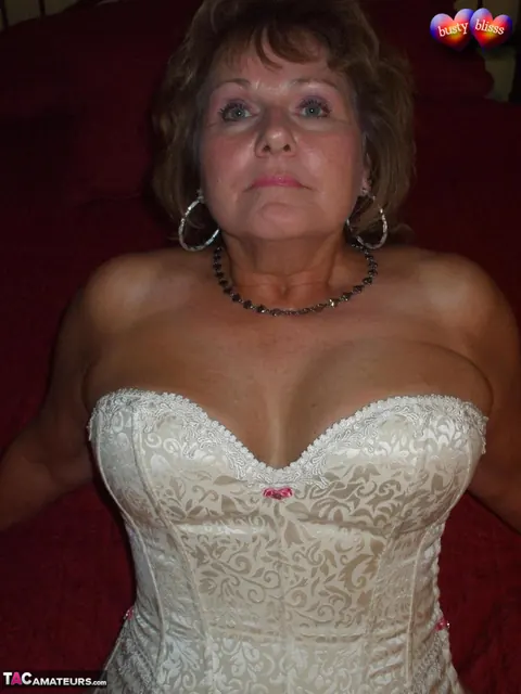 Bustybliss: Mature Busty Brunette Spreads in a Corset and Stockings – photo 9 of 20
