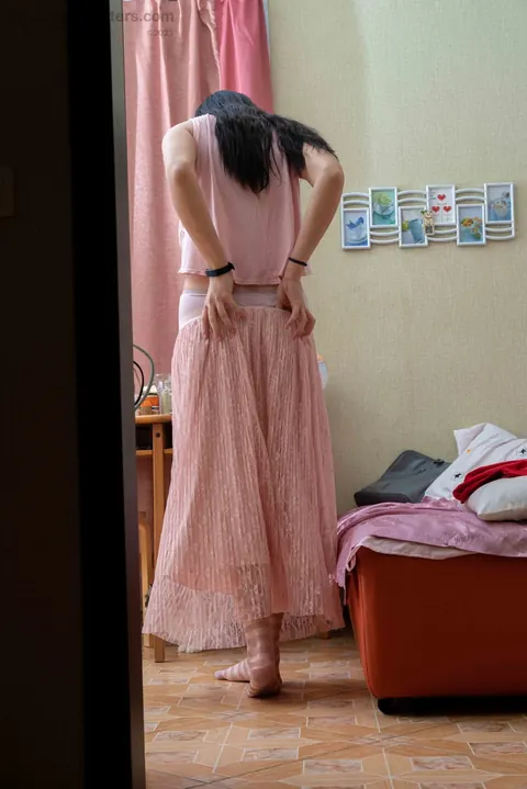 Tall Brunette with Big Natural Tits Strips Out of Her Skirt – photo 18 of 20